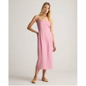 Quince 100% European Linen Scoop Neck Midi Dress Sz S Cottage Balletcore Pocket